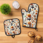 Halloween snoepjes ovenwant & pannenlap set (Top down)