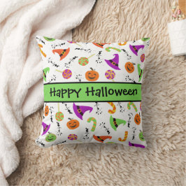Halloween Snoepjes Pumpkins Witch Petten Pattern Kussen