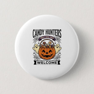 Halloween Snoepjes Verzamelaar Vintage Gravure Pom Ronde Button 5,7 Cm