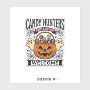 Halloween Snoepjes Verzamelaar Vintage Gravure Pom Sticker