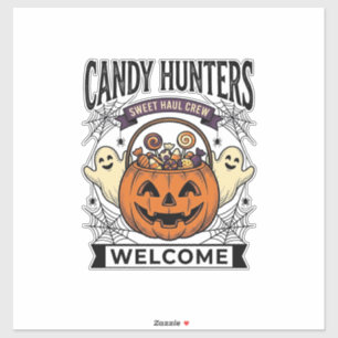 Halloween Snoepjes Verzamelaar Vintage Gravure Pom Sticker