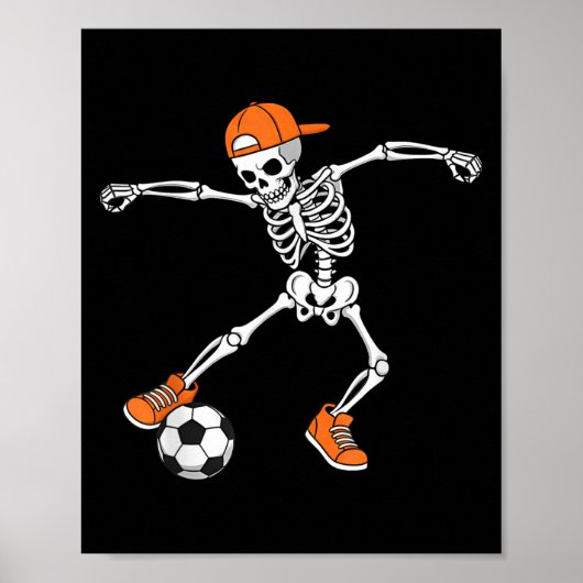 Halloween Soccer Skeleton Football Trick Or Treat Poster (Voorkant)