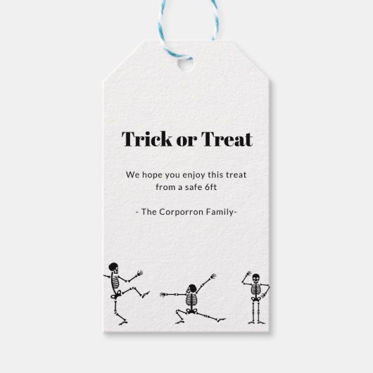 Halloween Social Distancing Skeleton Gift Labels Cadeaulabel (Voorkant)