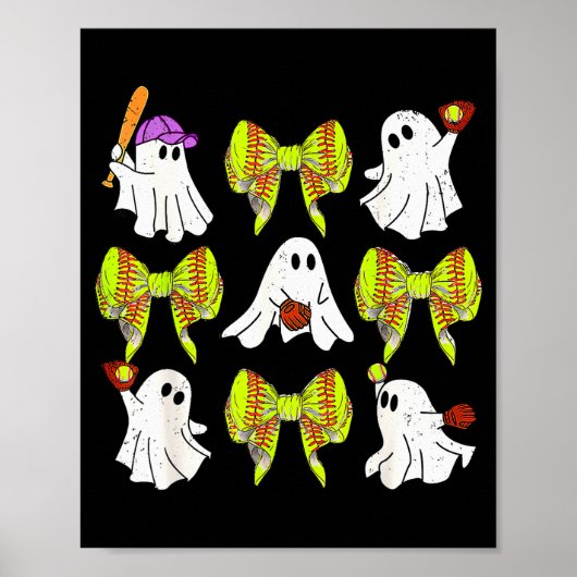 Halloween Softball Ghosts Softball Daughter Girls  Poster (Voorkant)