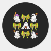 Halloween Softball Ghosts Softball Daughter Girls  Ronde Sticker (Voorkant)