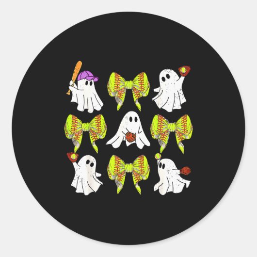 Halloween Softball Ghosts Softball Daughter Girls  Ronde Sticker (Voorkant)