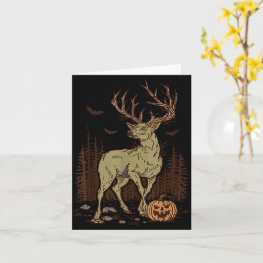 Halloween Soky Deer Antler Zombie Rustic Buck Fall Kaart (Gele Bloem)