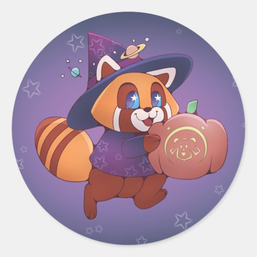 Halloween Space Panda Ronde Sticker (Voorkant)