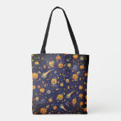 Halloween Space Pumpkin - Cosmic Jack-O'-Lantern Tote Bag (Achterkant)