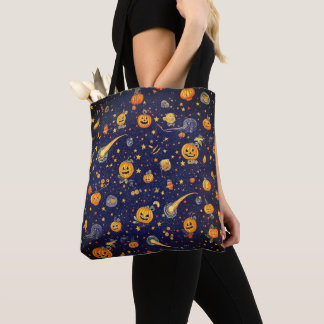 Halloween Space Pumpkin - Cosmic Jack-O'-Lantern Tote Bag