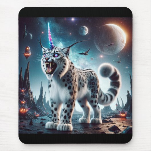 Halloween Space Snow Leopard Unicorn Muismat (Voorkant)
