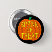 Halloween Spank of Tref pompoen Ronde Button 5,7 Cm (Voorkant /achterkant)