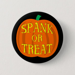 Halloween Spank of Tref pompoen Ronde Button 5,7 Cm