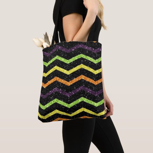 Halloween Sparkle Zig Zag Tote Bag (Dichtbij)