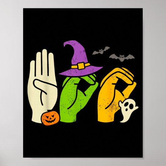 Halloween Sped Teacher Boo In Asl Boo Hands Sign L Poster (Voorkant)
