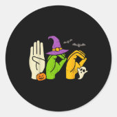 Halloween Sped Teacher Boo In Asl Boo Hands Sign L Ronde Sticker (Voorkant)