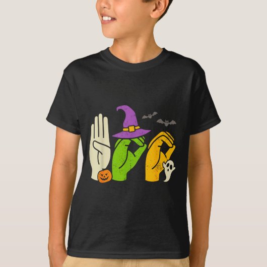 Halloween Sped Teacher Boo In Asl Boo Hands Sign L T-shirt (Voorkant)