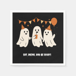 Halloween Speels Witte Geest Zwart Feestelijk Servet