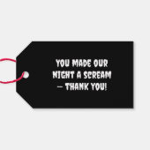 Halloween Speelse Witte Geest Zwarte Feestelijke Cadeaulabel (Achterkant Horizontaal)