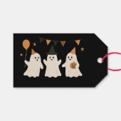 Halloween Speelse Witte Geest Zwarte Feestelijke Cadeaulabel (Voorkant (Horizontaal))