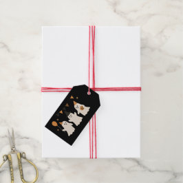 Halloween Speelse Witte Geest Zwarte Feestelijke Cadeaulabel