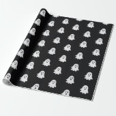 Halloween Speelse Witte Geest Zwarte Festiviteit Cadeaupapier (Uitgerold)