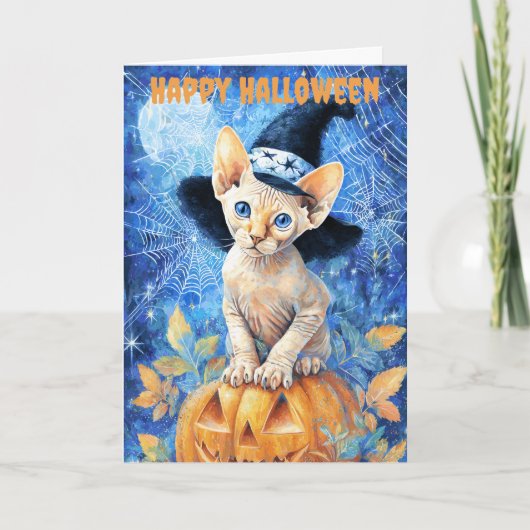 Halloween Sphynx Kat Feestdagen Kaart (Voorkant)