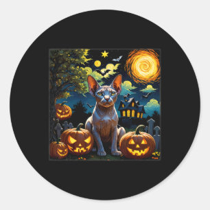 Halloween Sphynx Sterrennacht Ronde Sticker