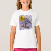 Halloween Spider Bat Spooky Tree Naam Paarse T-shirt (Voorkant)