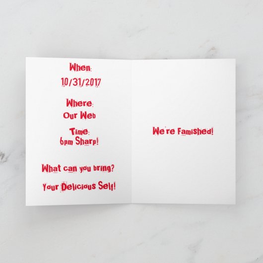 Halloween Spider Dinner Invitation Bedankkaart (Binnen)