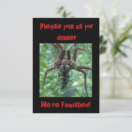 Halloween Spider Dinner Invitation Kaart (Staand voorkant)
