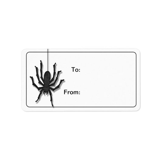 Halloween Spider Gift Label Labels zwart-wit (Voorkant)