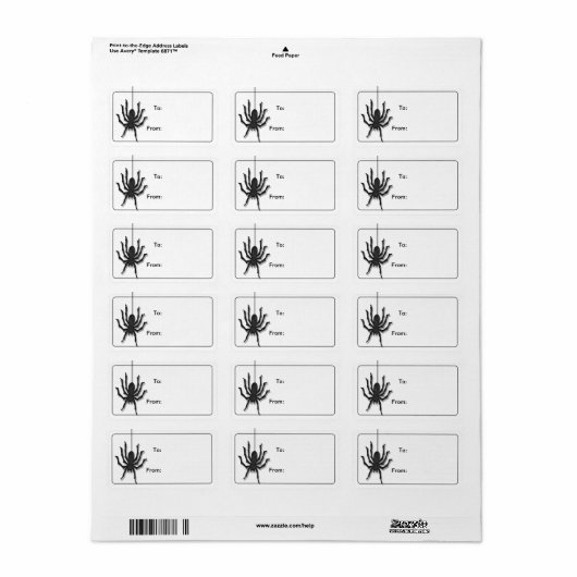 Halloween Spider Gift Label Labels zwart-wit (Full Sheet)