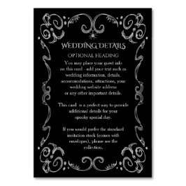 Halloween Spider Gothic Scroll Wedding Details Kaart