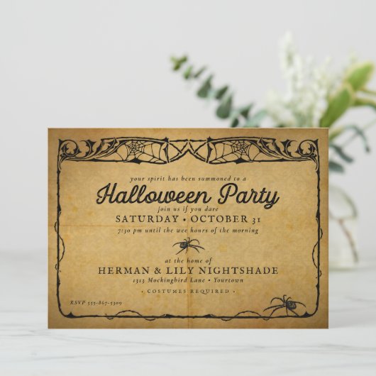 Halloween Spider |  Gothische Partij Kaart (Staand voorkant)