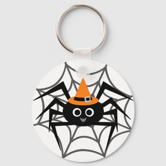 Halloween Spider in Web Tshirts en Gifts Sleutelhanger (Voorkant)