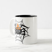 Halloween Spider in Web Tshirts en Gifts Tweekleurige Koffiemok (Voorkant links)