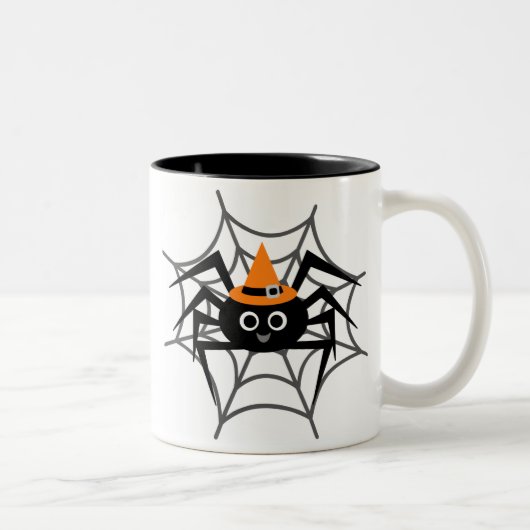 Halloween Spider in Web Tshirts en Gifts Tweekleurige Koffiemok (Rechts)