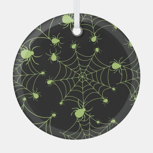 Halloween Spider Net Creatief Patroon Glas Ornament (Voorkant)