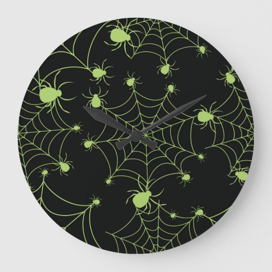 Halloween Spider Net Creatief Patroon Grote Klok (Voorkant)