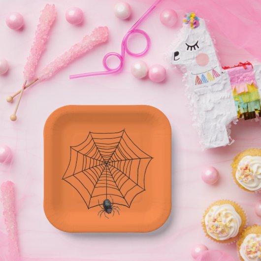 Halloween Spider op internet Papieren Bordje (Feest)