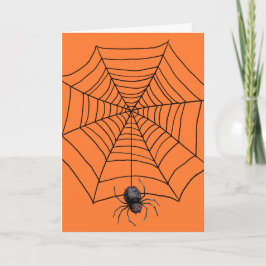 Halloween Spider op Sinaasappel Feestdagen Kaart
