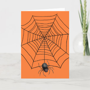Halloween Spider op Sinaasappel Feestdagen Kaart