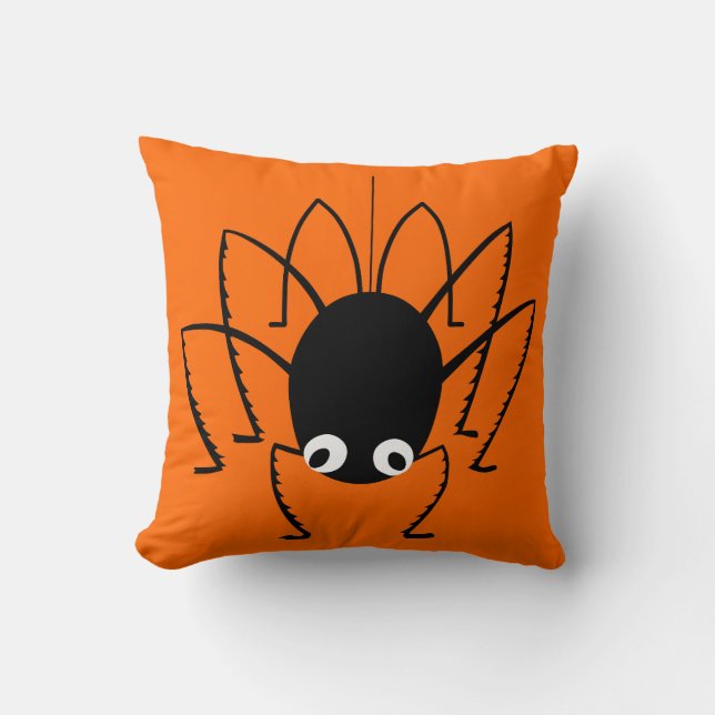 Halloween Spider Oranje Sierkussen (Voorkant)