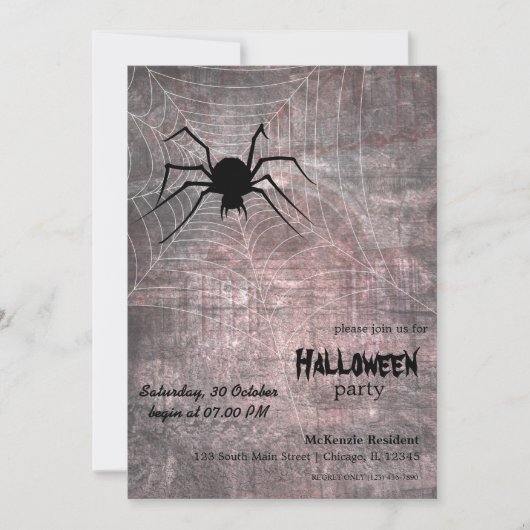 Halloween Spider Party Kaart (Voorkant)