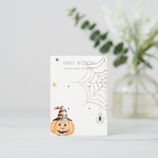 Halloween Spider Pumpkin 2 Stud Earning Display Visitekaartje (Staand voorkant)