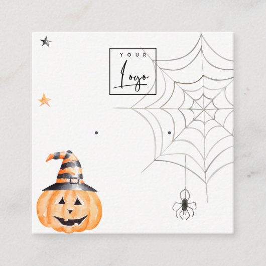 Halloween Spider Pumpkin Logo Stud Earning Display Vierkante Visitekaartje (Voorkant)