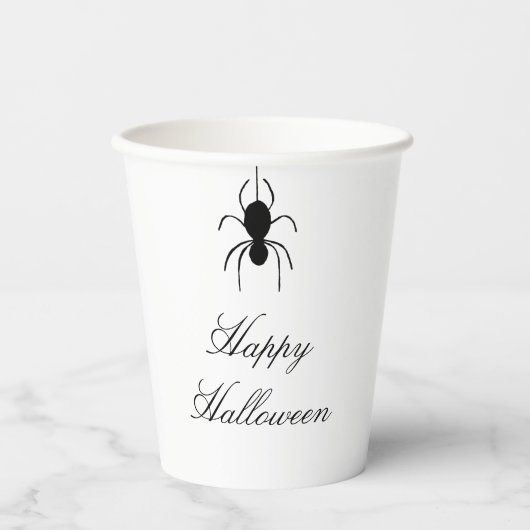 Halloween Spider Spooky Black White Papieren Bekers (Voorkant)