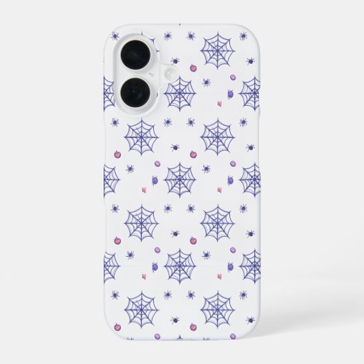 Halloween Spider Web and Candy Pattern iPhone 16 Hoesje (Achterkant)