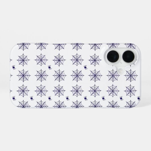 Halloween Spider Web and Spider Pattern iPhone 16 Hoesje (Achterkant horizontaal)